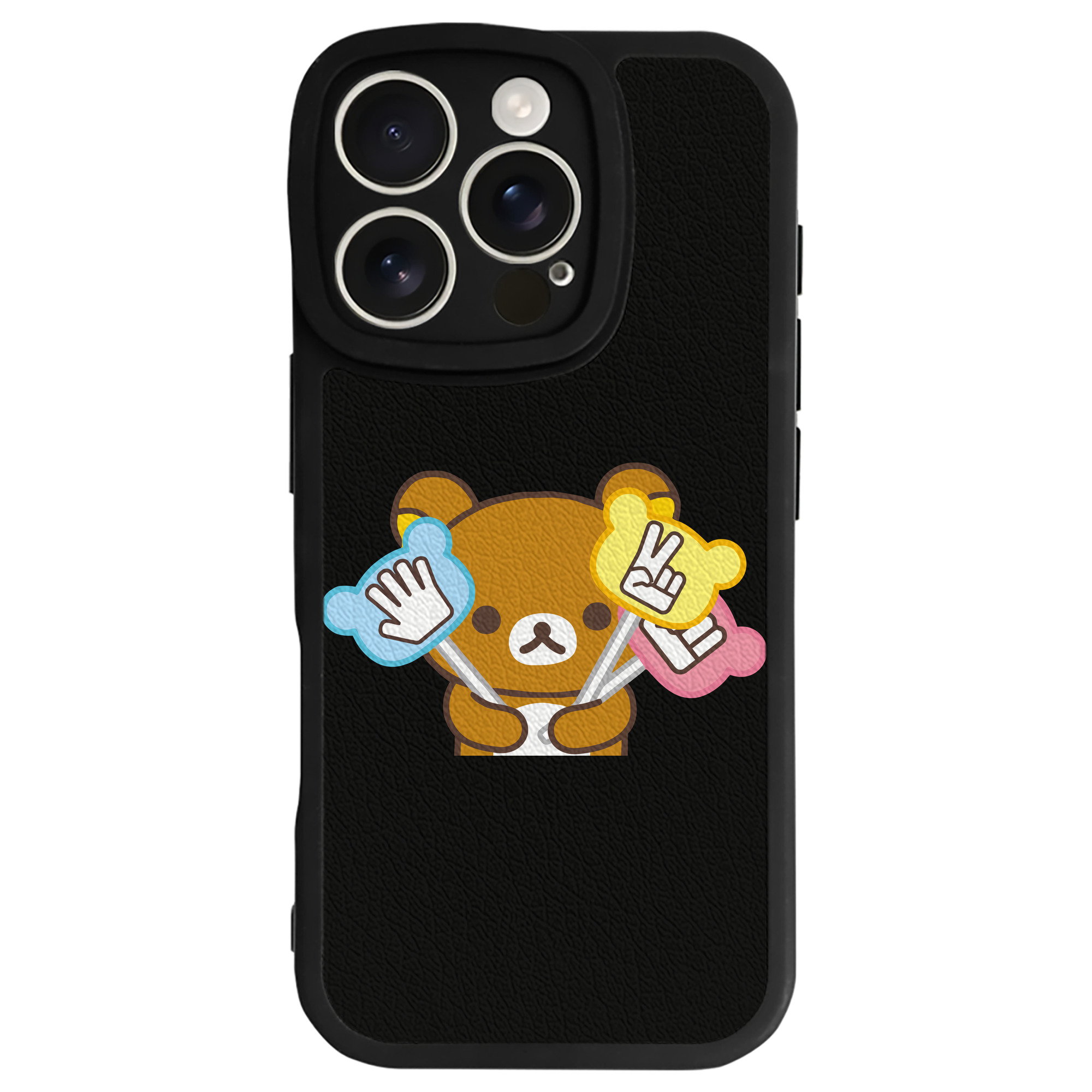 （画像用） リラックマ リラックマ キイロイトリ Rilakkuma Korilakkuma Kiiroitori 【iPhone 16シリーズ対応】シリコンスマホケース（レザー調） 材質：シリコン